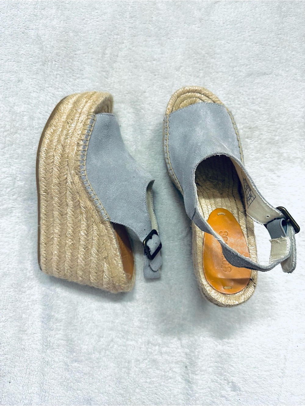 Soludos Sevilla Platform Wedge Sandals Leather Size 5.5 Comfortable Excellent Co